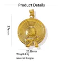 Goldfarbene Messing Hut Anhänger mit Schleife, 37x25.8mm, ideal für DIY Halsketten Schmuck. - Hut (Goldfarben)