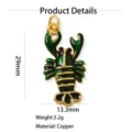 Brass lobster pendant green enamel DIY necklace jewelry accessory charm 29mm height - Lobster (260814) / Green