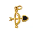Exquisite brass cupid arrow heart pendant with blue zircon for DIY necklace jewelry making. - Blue