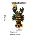 Brass enamel lobster pendant DIY charm for necklace jewelry making, size 29x13.3mm, 3.2g. - Lobster (260814) / Dark Green