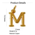 Ciondolo lettera M in rame placcato oro charm minimalista collana DIY gioiello 15,5x11mm - Ciondolo Solo (Senza Catena) (Mu)