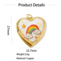 Vergoldeter Messing Emaillierter Regenbogen Herz Medaillon Anhänger Schmuck 27x22.7mm - Regenbogen Wolken Stil (Stil 5)