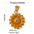Golden sunflower pendant copper enamel charm necklace women jewelry accessory detail - Pendant Only / Orange