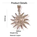 Messing Sonne Anhänger DIY Halskette Zubehör, 41x30mm Metall Sonne Charms für Schmuck. - Sonne (Weißgold)