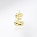 Gold puffy letter E pendant charm, chic bubble alphabet jewelry accessory for necklaces. - Letter E / Pendant Only (Without Chain) / Gold