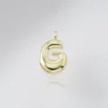 Close-up detail shot of the cute chunky bubble letter G gold pendant with glossy finish. - Letter G / Pendant Only (Without Chain) / Gold
