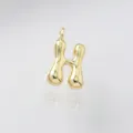 Gold puffy letter H pendant detail close up glossy metal charm necklace accessory element - Letter H / Pendant Only (Without Chain) / Gold