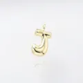 Gold puffy letter J pendant detail, glossy metal initial charm for custom DIY necklaces. - Letter J / Pendant Only (Without Chain) / Gold