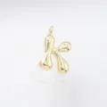 Gold puffy letter K pendant detail view, cute bubble alphabet charm for DIY jewelry making. - Letter K / Pendant Only (Without Chain) / Gold