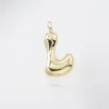 Close-up detail of a cute puffy gold letter L pendant, glossy smooth metal finish accessory. - Letter L / Pendant Only (Without Chain) / Gold