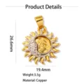 Pendentif visage soleil lune bicolore en cuivre accessoire bijoux DIY dimension 26.6x19.4mm. - Style Visage Soleil-Lune Bicolore Or-Argent (Style 5)