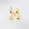 Close-up detail of a shiny gold puffed letter M pendant, featuring a smooth 3D curved design. - Letter M / Pendant Only (Without Chain) / Gold