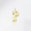 Gold puffed letter P pendant, cute puffy alphabet charm for stylish custom necklaces and jewelry. - Letter P / Pendant Only (Without Chain) / Gold
