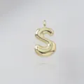 Gold puffy letter S pendant detail view, sleek metallic finish close-up view accessory piece. - Letter S / Pendant Only (Without Chain) / Gold