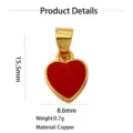 Gold Plated Red Enamel Heart Pendant Copper DIY Charm 15.5x8.6mm Jewelry Making Piece - Smooth Style (1-Red) / Red