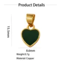 Elegant green enamel heart pendant brass gold plated jewelry DIY charm component. - Smooth Style (1-Green) / Green