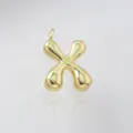 Detailed view of a cute chubby golden bubble letter X pendant, glossy surface finish design. - Letter X / Pendant Only (Without Chain) / Gold