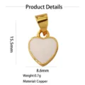 Minimalist copper white enamel heart pendant detail with 15.5mm height and 8.6mm width. - Smooth Style (1-White) / White