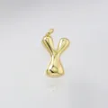 Gold puffy bubble letter Y pendant necklace charm, cute chunky alphabet initial jewelry piece. - Letter Y / Pendant Only (Without Chain) / Gold