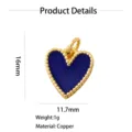 Ciondolo Cuore Smalto Blu Ottone Placcato Oro 18K Accessorio DIY Collana Bracciale - Stile Perlato (2-Blu)