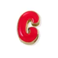 Gold-plated red enamel letter C pendant detail shot, stylish shiny DIY jewelry accessory. - 18K Gold / Letter G