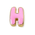 Gold plated copper letter H pendant with pink enamel detail for custom jewelry making. - 18K Gold / Letter H