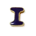 Gold-plated copper purple enamel letter I charm pendant for DIY bracelet jewelry making. - 18K Gold / Letter I