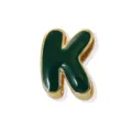 Gold plated copper green enamel letter K pendant charm for DIY bracelet necklace making. - 18K Gold / Letter K