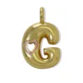 Ciondolo lettera C rigonfia placcato oro con cuore rosa per collana o portachiavi donna. - Lettera G