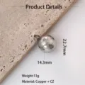 Soccer ball pendant necklace charm, copper CZ hip hop sports jewelry accessory detail. - Large Soccer (Platinum)