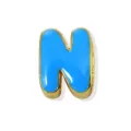 Blue enamel letter N pendant, gold plated copper fashion charm for DIY handmade jewelry. - 18K Gold / Letter N