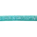 Turquoise glitter velvet ribbon close up detail, shiny flocked craft ribbon trim. - Teal