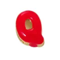Red enamel letter Q charm pendant, gold plated copper detail shot for DIY jewelry making. - 18K Gold / Letter Q
