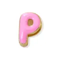 Gold-plated copper pink enamel letter P pendant for DIY jewelry making bracelet necklace - 18K Gold / Letter P