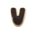 Close-up detail of the gold-plated copper enamel letter V charm pendant, smooth surface. - 18K Gold / Letter V