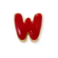 Gold-plated copper red enamel letter W pendant charm DIY jewelry component accessory - 18K Gold / Letter W