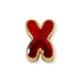 Gold plated copper red enamel letter X pendant detail, fashion dopamine jewelry accessory. - 18K Gold / Letter X
