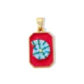Ciondolo conchiglia smalto rame dorato dettaglio, accessorio per gioielli collana DIY moda. - Ciondolo Solo Conchiglia Blu Sfondo Rosso (Senza Catena) / 1 Pezzo/Confezione