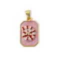 Ciondolo a goccia d'olio in rame dorato conchiglia smalto rosa collana DIY gioiello - Ciondolo Solo Conchiglia Rossa Sfondo Rosa (Senza Catena) / 1 Pezzo/Confezione