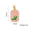 Ciondolo tulipano smalto rosa in ottone dorato accessorio gioielli fai da te 27x14mm - Ciondolo Solo Tulipano Bianco Sfondo Rosa (Senza Catena) / 1 Pezzo/Confezione