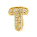 Goudkleurige T letter bedel hanger met sprankelende zirkonia stenen voor DIY sieraden. - Gouden Letter T Hanger