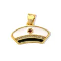 Gold nurse cap pendant with white enamel, red cross, and sparkling rhinestones for DIY jewelry. - Nurse Hat (W283) / Black