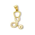 Close-up detail of a gold stethoscope pendant with white enamel filling, perfect for DIY jewelry. - Stethoscope (W285) / White
