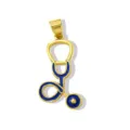 Gold and blue enamel stethoscope pendant charm for DIY necklace or bracelet jewelry making - Stethoscope (W285) / Blue