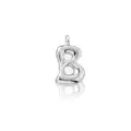 Silver puffy letter pendant detail closeup, cute bubble design charm for custom fashion necklaces. - Letter B / Pendant Only (Without Chain) / Silver