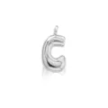 Silver puffy letter C pendant, cute 3D bubble alphabet charm for custom necklaces and jewelry. - Letter C / Pendant Only (Without Chain) / Silver