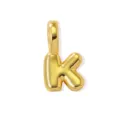 Detailed view of the shiny gold puffy letter k charm, ideal for custom DIY jewelry accessories. - Gold Style K