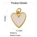 Pendente a cuore bianco in rame placcato oro fai da te collana braccialetto accessori gioielli - Stile Perlato (2-Bianco)