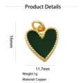 Ciondolo cuore smalto verde ottone placcato oro DIY creazione gioielli charm 16mm - Stile Perlato (2-Verde)