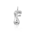 Close-up detail of a stylish 3D puff letter F silver pendant, perfect for custom necklaces. - Letter F / Pendant Only (Without Chain) / Silver